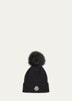 MonclerGirl's Ribbed Logo-Patch Wool Beanie
