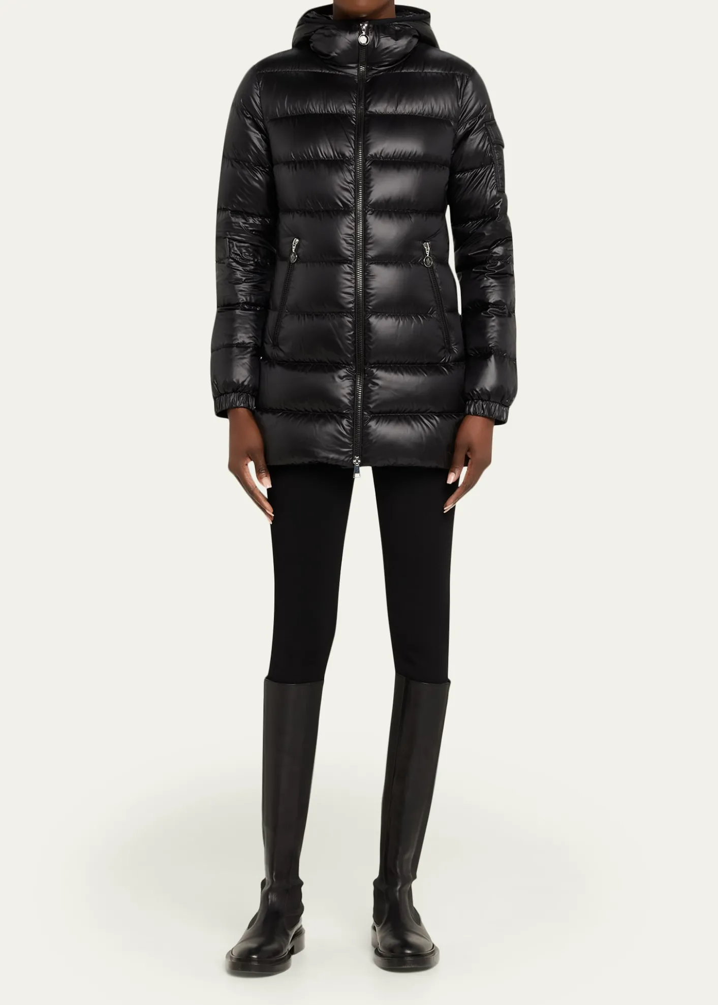 MonclerGlements Hooded Mid-Length Down Jacket