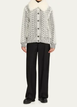Moncler GrenobleBeille Bomber Jacket with Detachable Shearling Collar