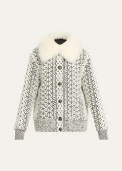Moncler GrenobleBeille Bomber Jacket with Detachable Shearling Collar