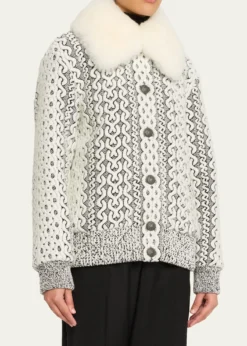 Moncler GrenobleBeille Bomber Jacket with Detachable Shearling Collar