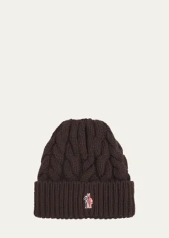 Moncler GrenobleCable-Knit Wool Logo Beanie