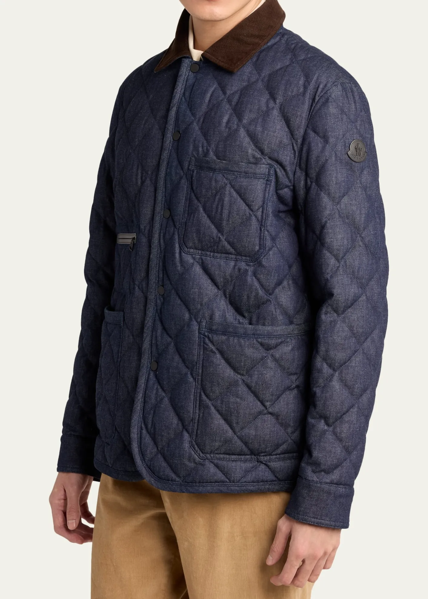 Moncler GrenobleMen's Cotton & Leather Quilted Jacket