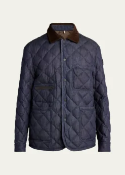 Moncler GrenobleMen's Cotton & Leather Quilted Jacket