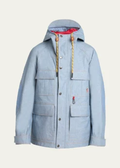 Moncler GrenobleMen's Hooded Cargo Pocket Jacket with Clip
