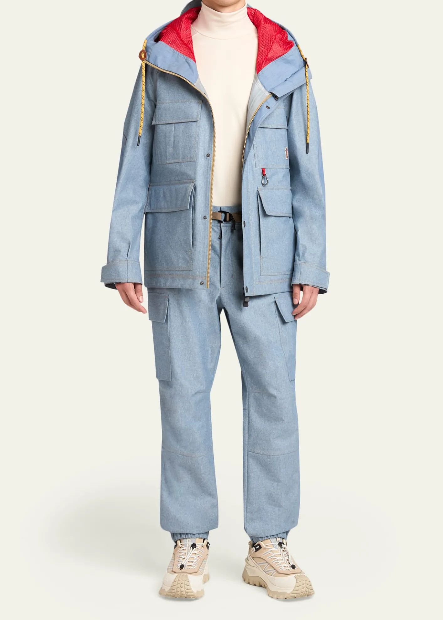 Moncler GrenobleMen's Hooded Cargo Pocket Jacket with Clip