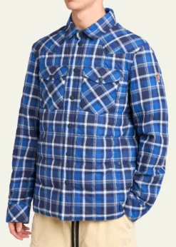 Moncler GrenobleMen's Plaid Snap-Front Shirt Jacket