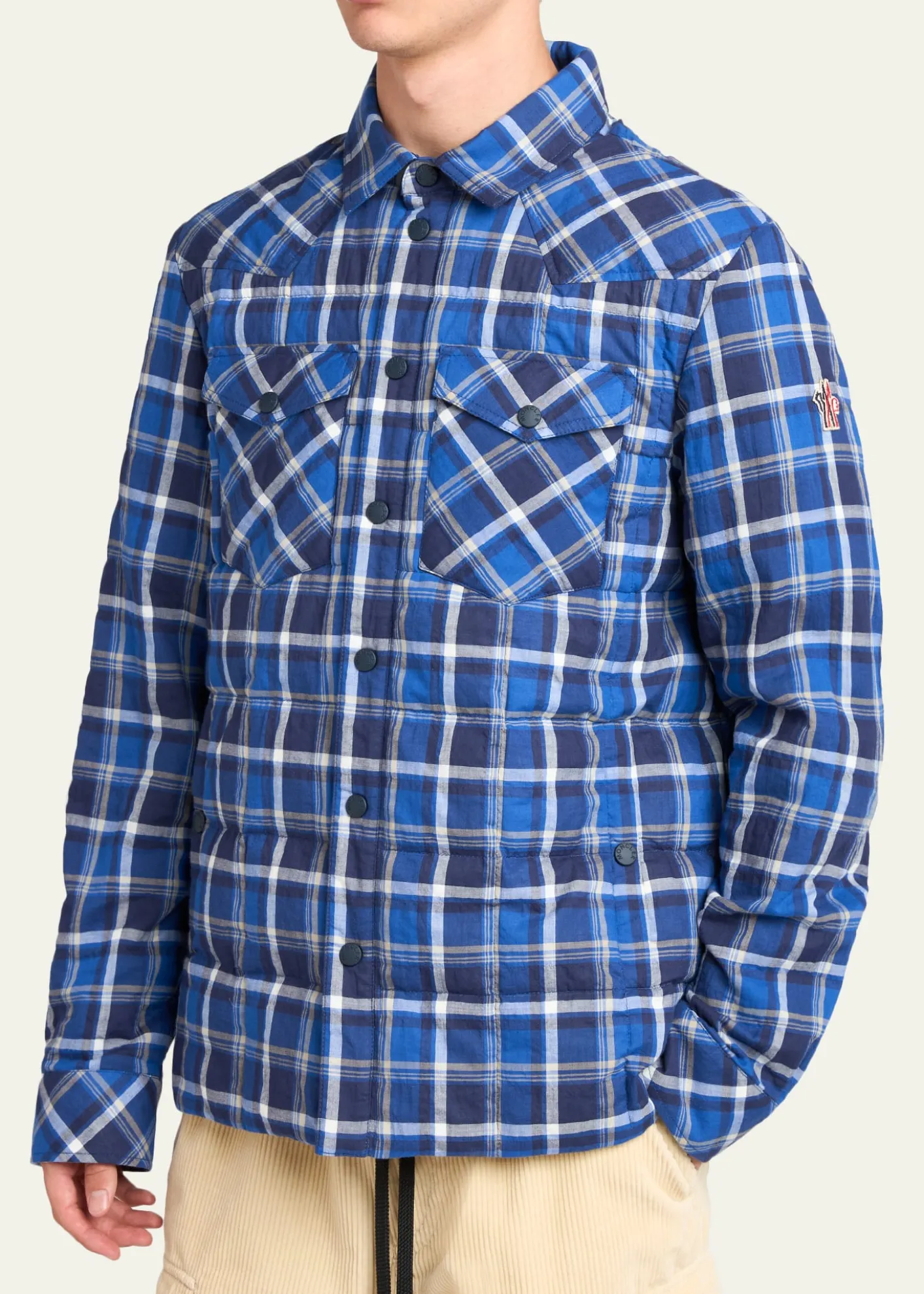 Moncler GrenobleMen's Plaid Snap-Front Shirt Jacket