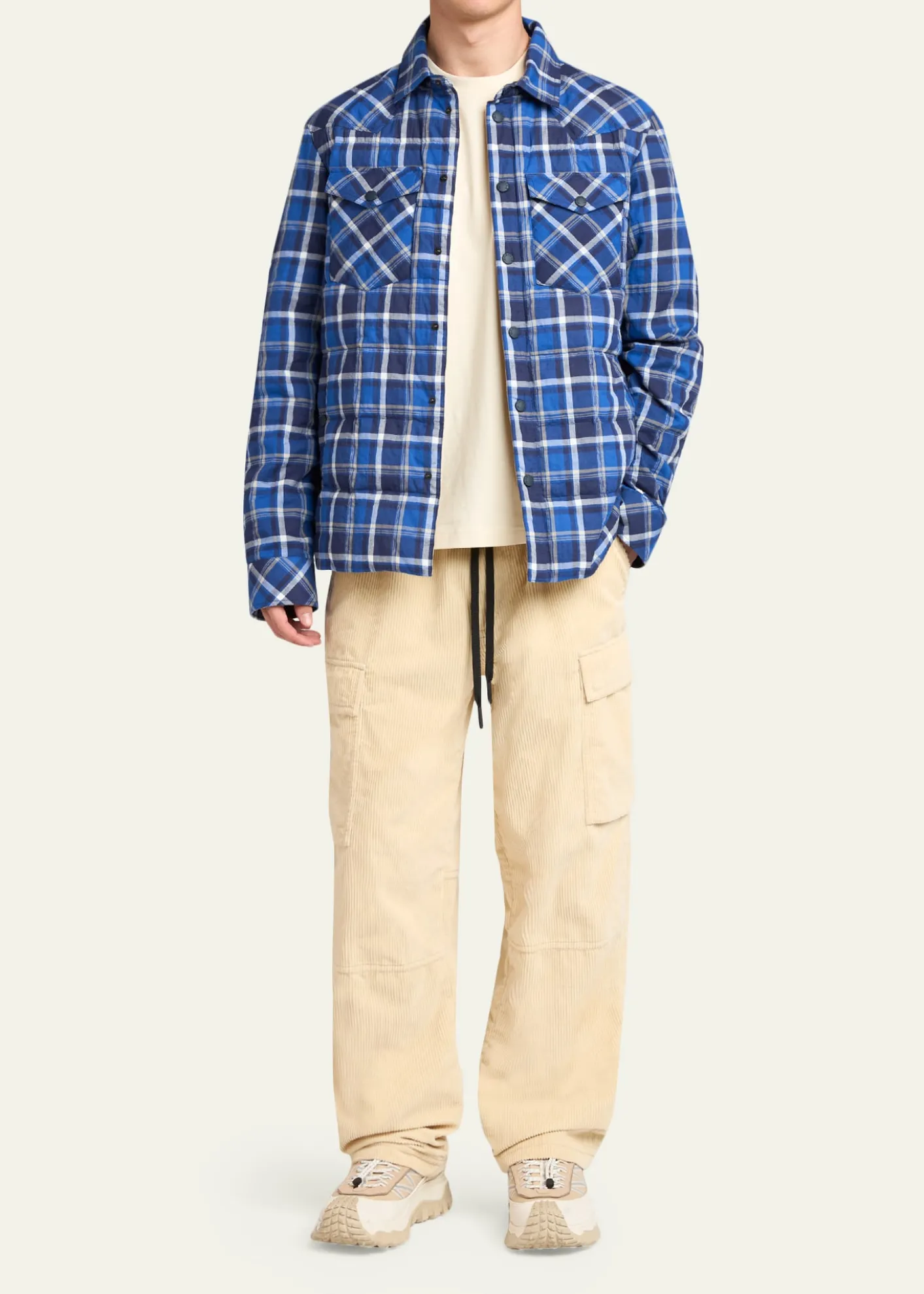 Moncler GrenobleMen's Plaid Snap-Front Shirt Jacket