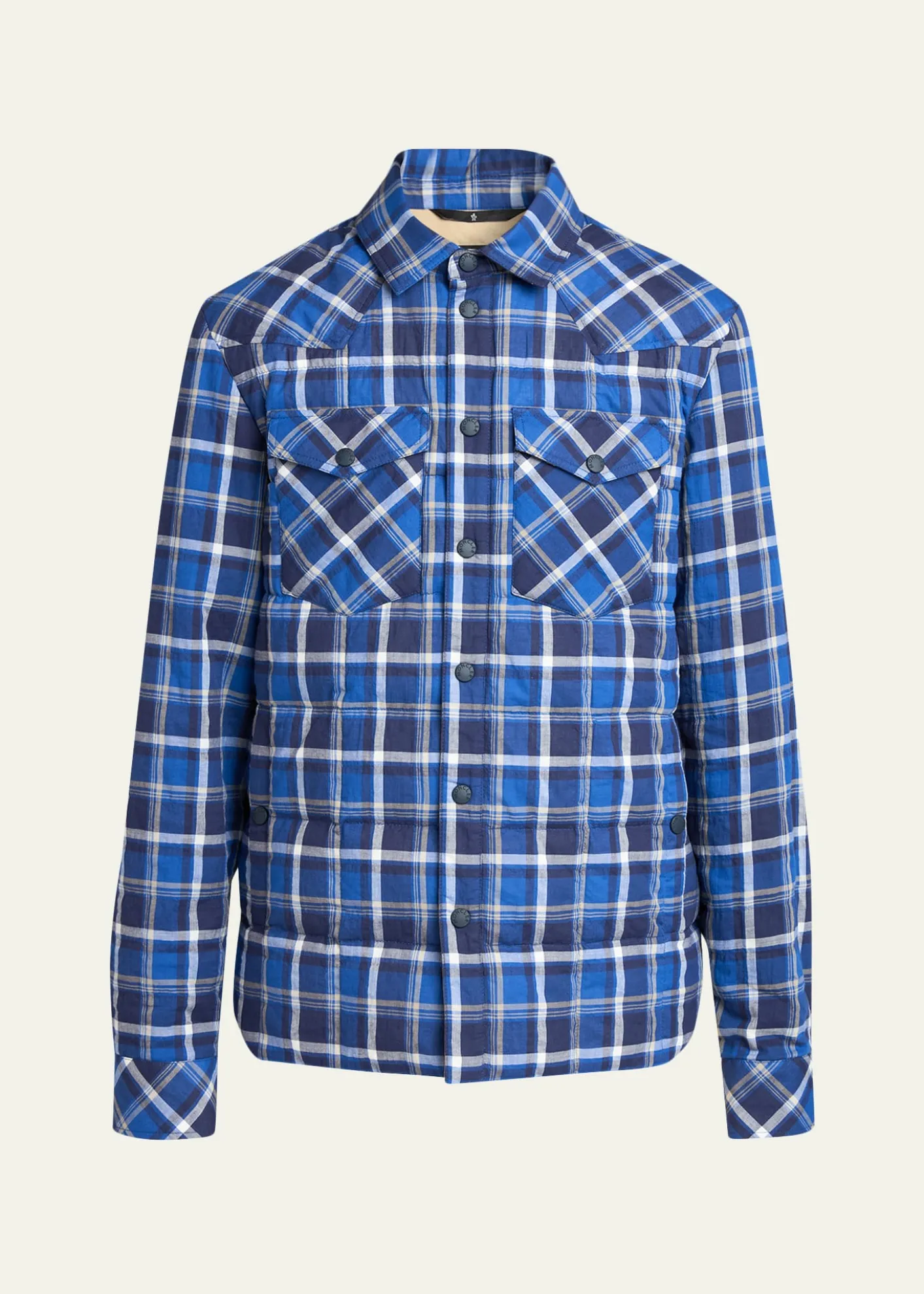 Moncler GrenobleMen's Plaid Snap-Front Shirt Jacket
