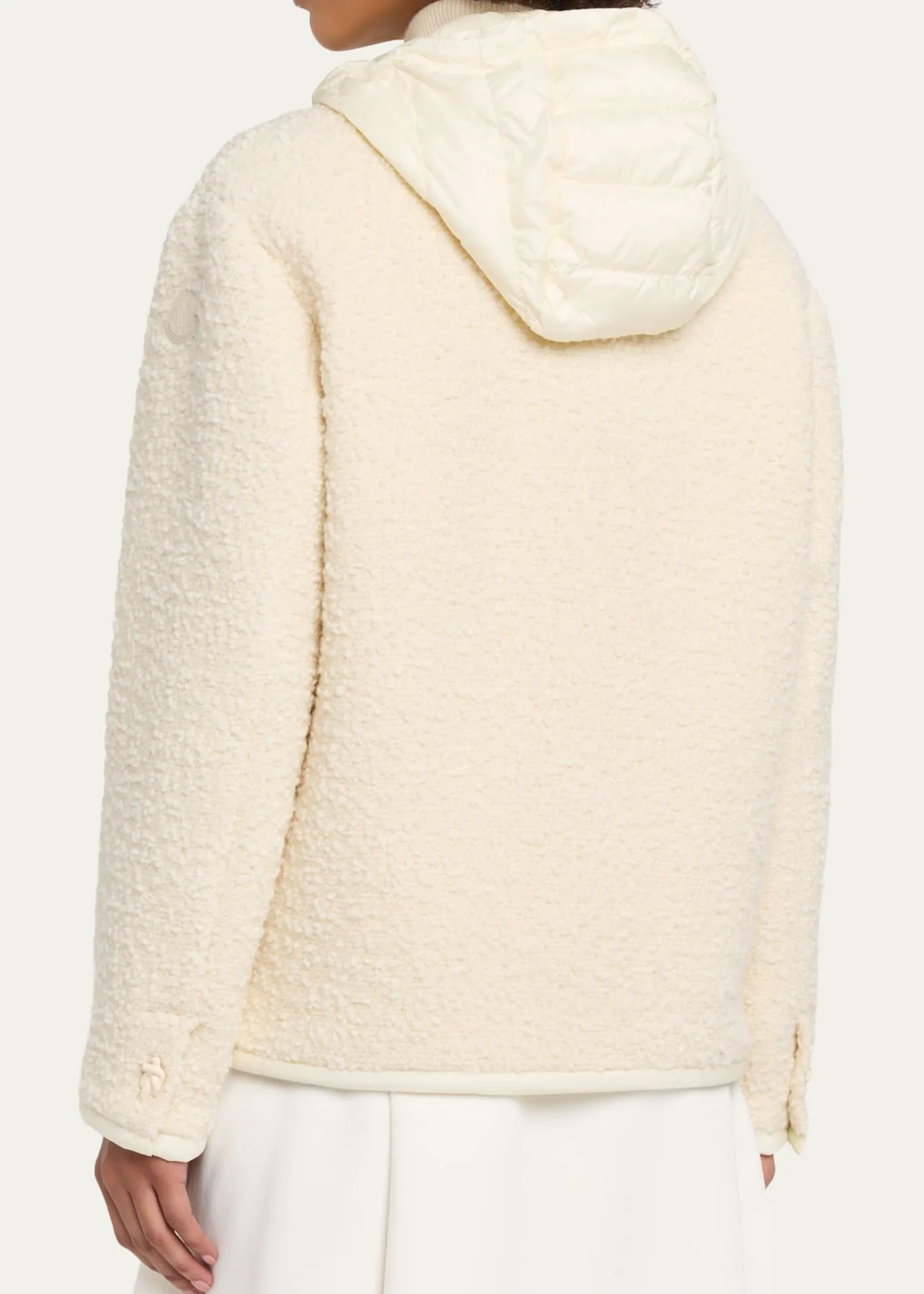 MonclerHylesine Boucle Jacket w/ Quilted Hood
