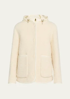 MonclerHylesine Boucle Jacket w/ Quilted Hood
