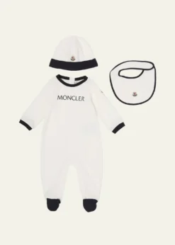 MonclerKid's Three-Piece Logo Cotton Ensemble Set, Size 1M-12M