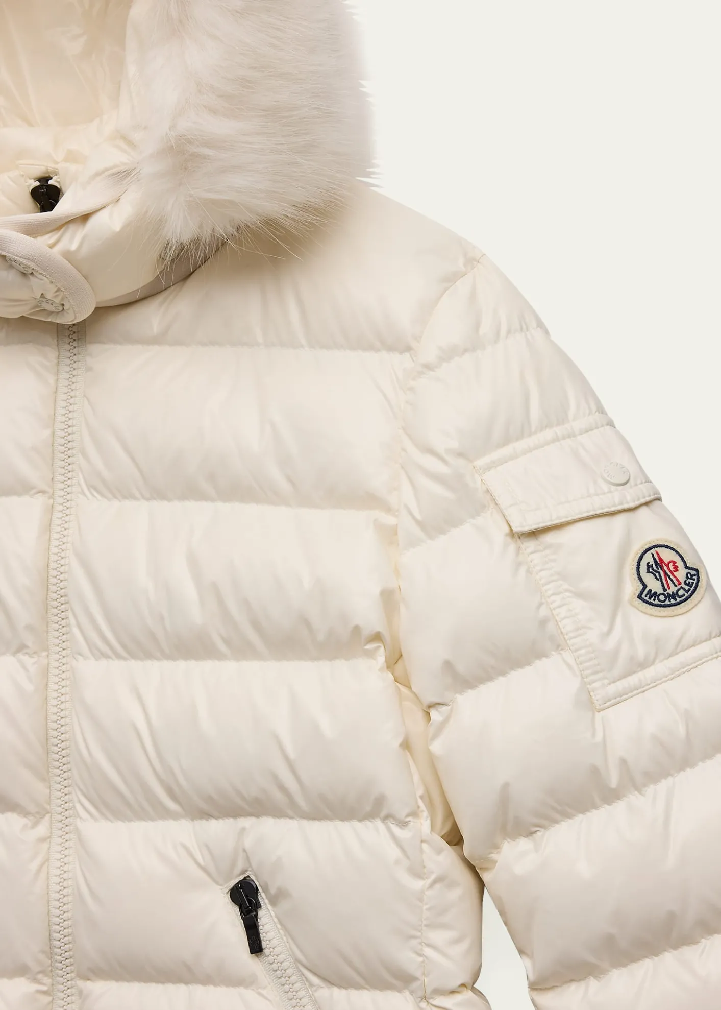 Moncler Kids Bady Faux Fur Quilted Jacket, Size 8-14