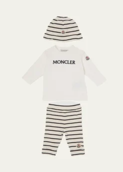 MonclerKid's T-Shirt, Leggings, and Bonnet Set, Size 0M-12M