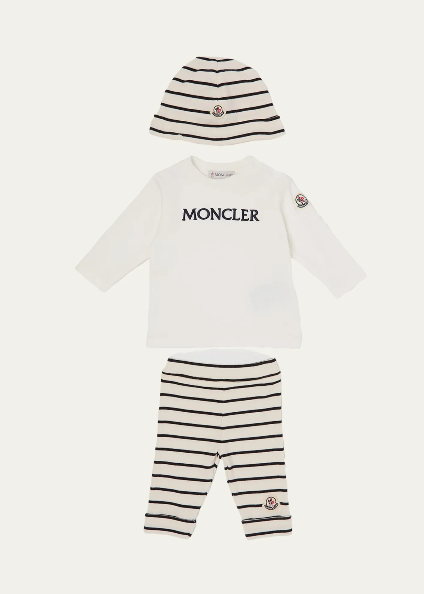 MonclerKid's T-Shirt, Leggings, and Bonnet Set, Size 0M-12M