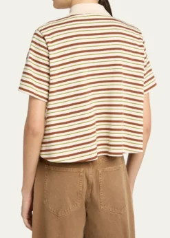 MonclerLace-Up Stripe Polo Shirt