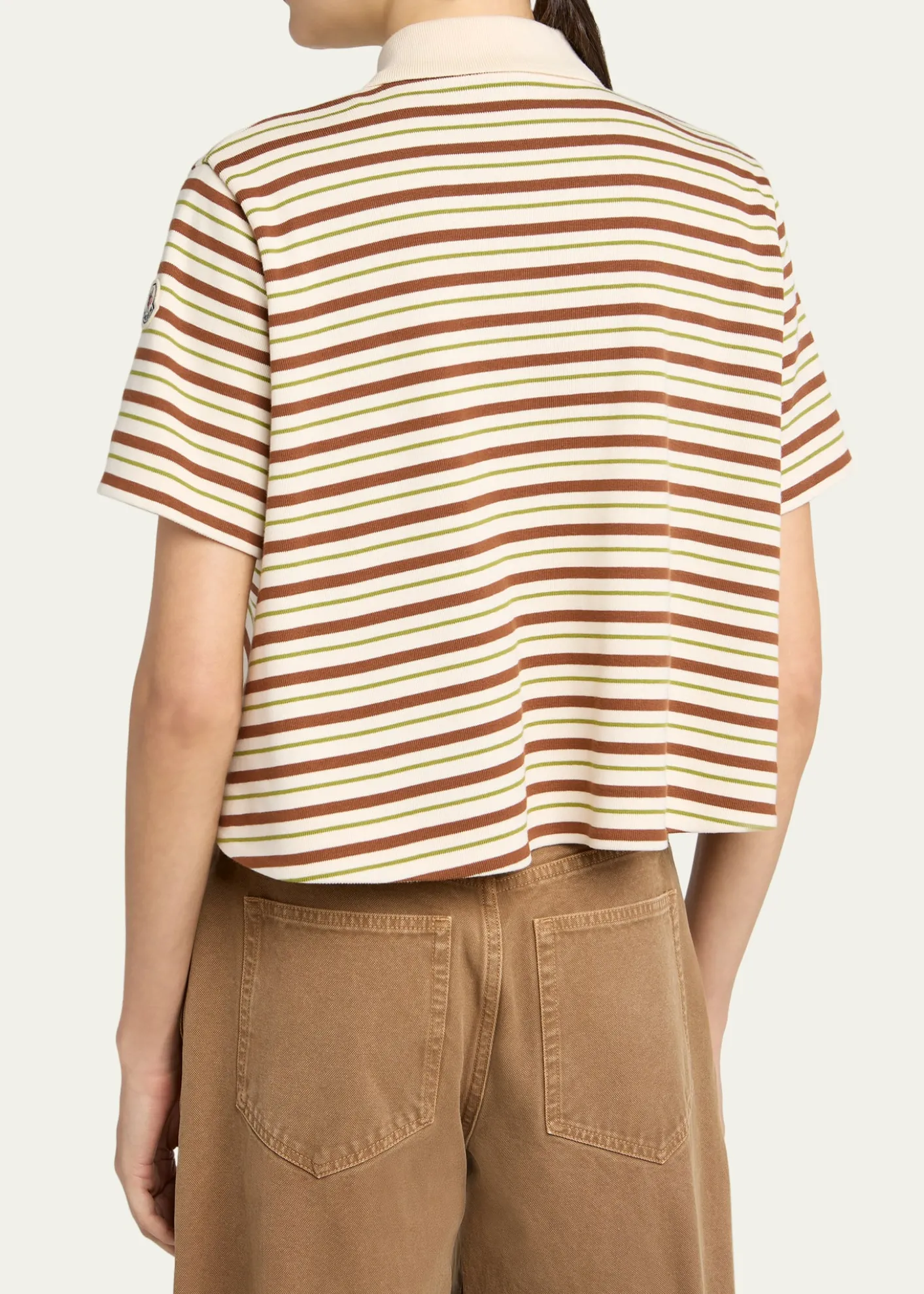 MonclerLace-Up Stripe Polo Shirt