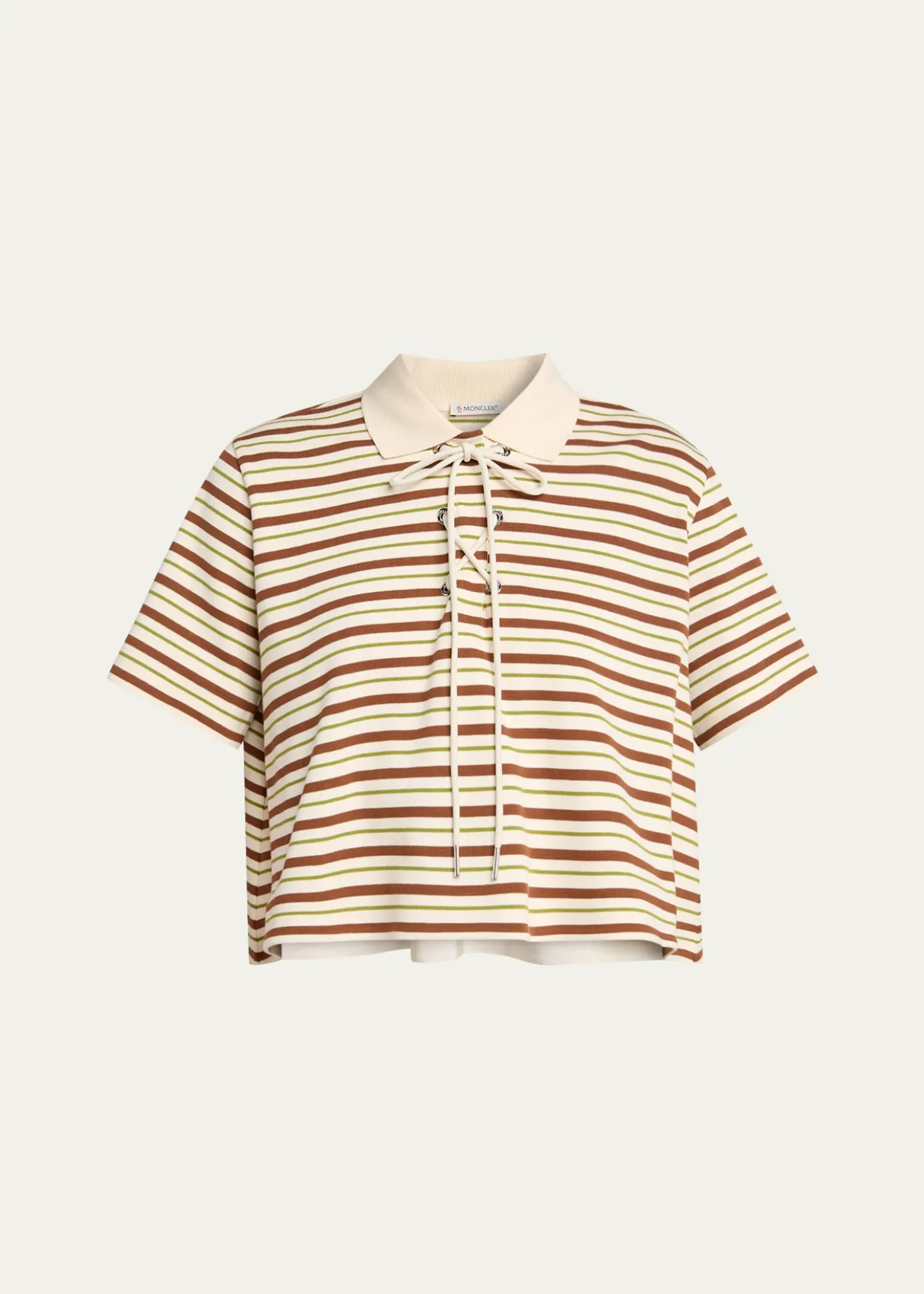 MonclerLace-Up Stripe Polo Shirt