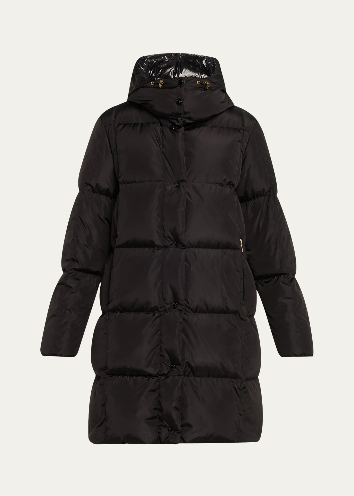 MonclerLitte Long Down Puffer Coat with Detachable Hood