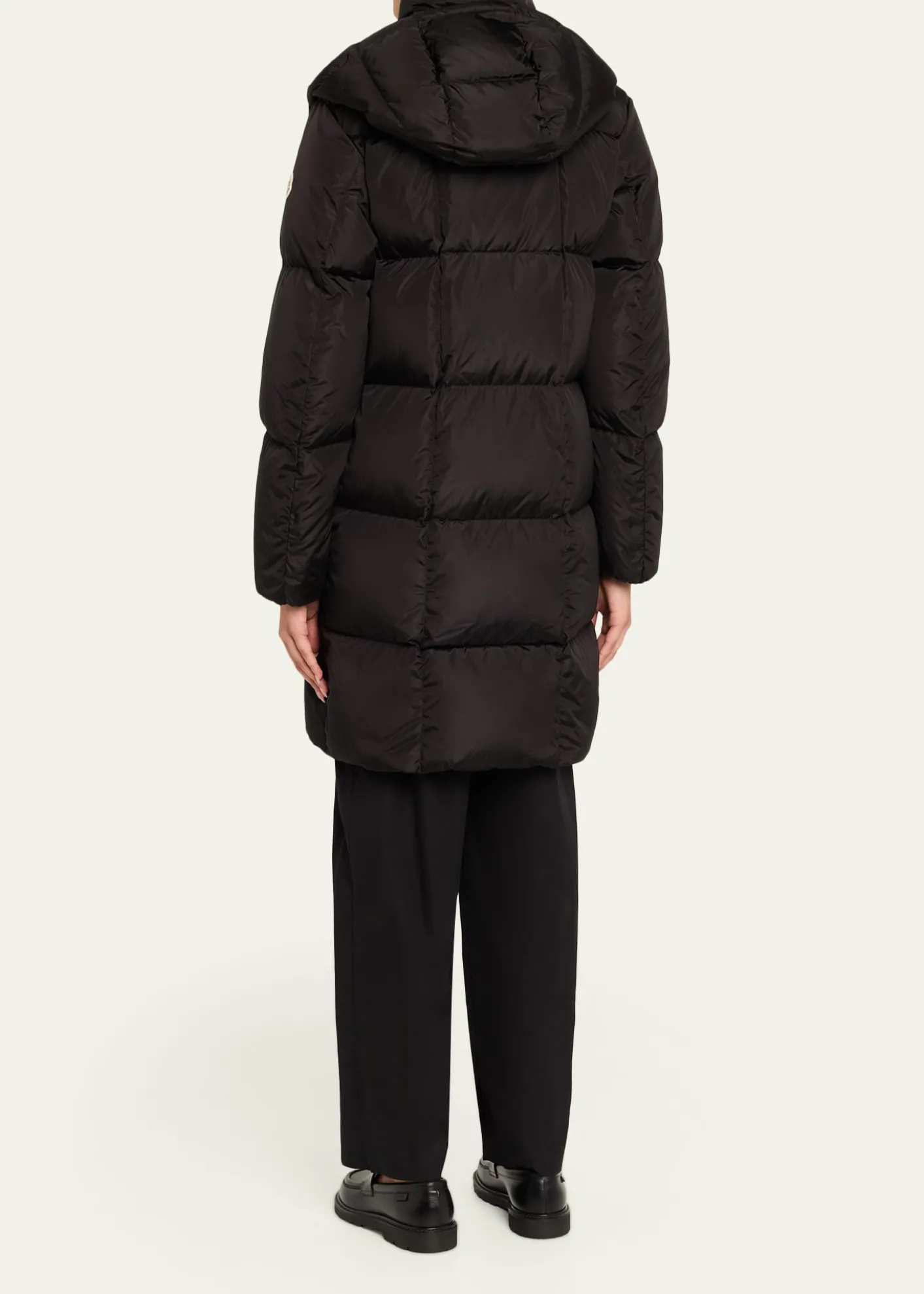 MonclerLitte Long Down Puffer Coat with Detachable Hood