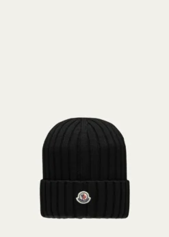 MonclerLogo Ribbed Wool Beanie