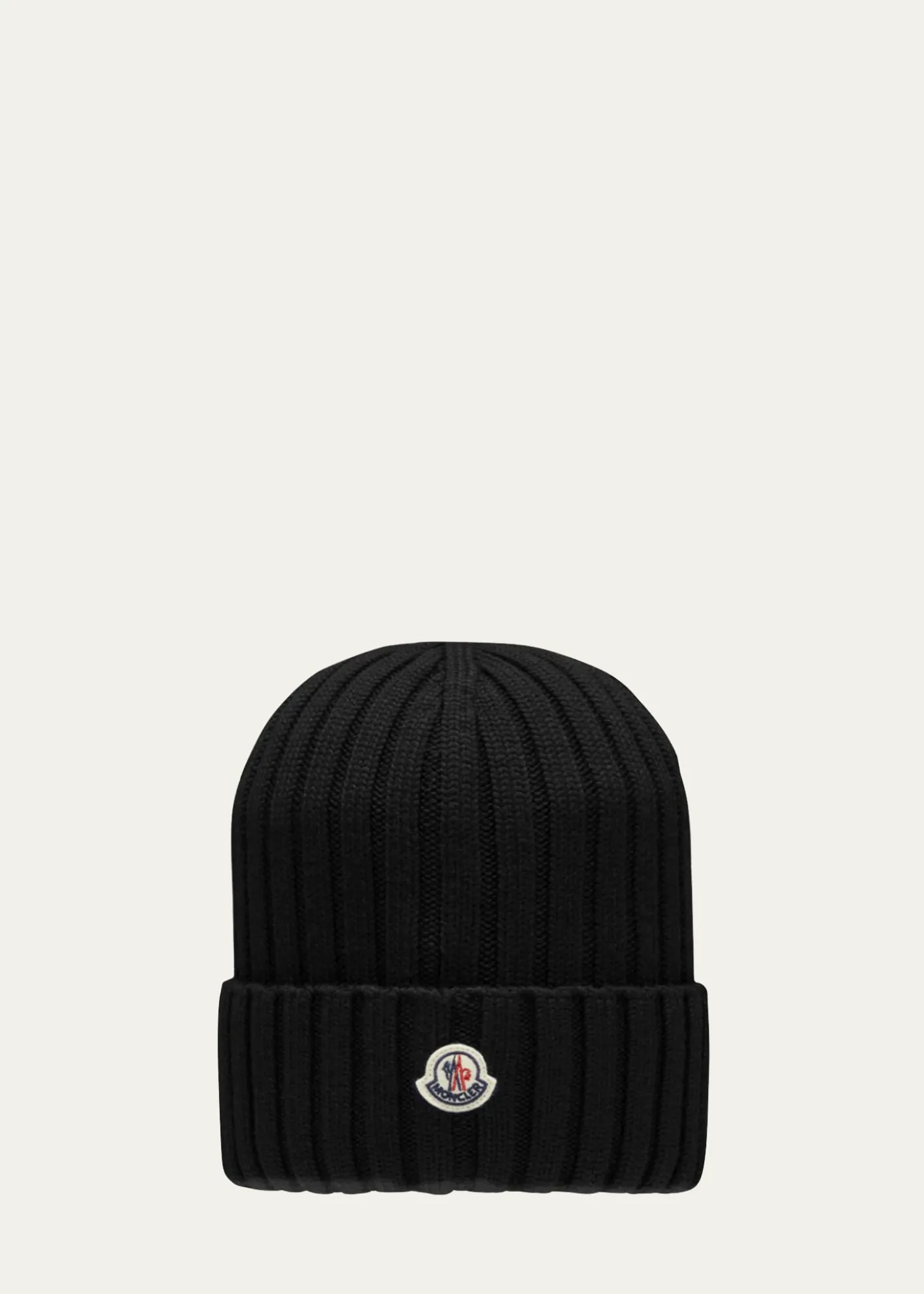 MonclerLogo Ribbed Wool Beanie