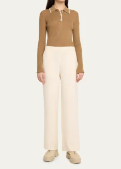 MonclerLong-Sleeve Rib-Knit Polo