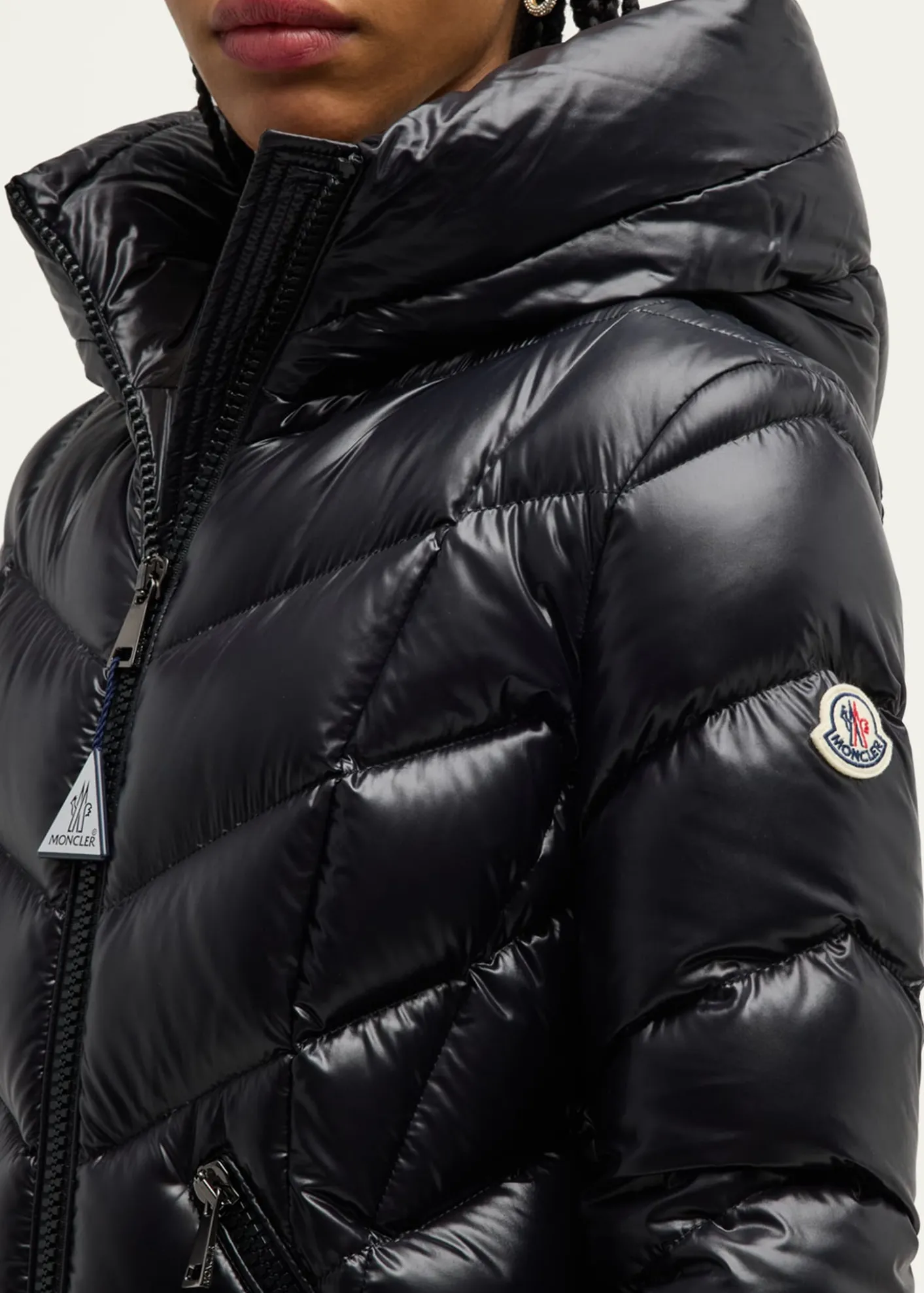 MonclerMarus Long Chevron-Quilted Jacket