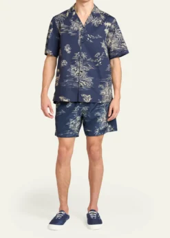 MonclerMen's Island-Print Cotton Short-Sleeve Shirt