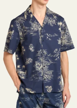 MonclerMen's Island-Print Cotton Short-Sleeve Shirt