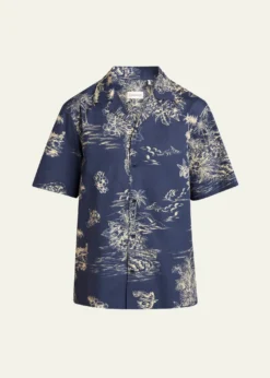 MonclerMen's Island-Print Cotton Short-Sleeve Shirt
