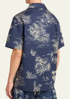 MonclerMen's Island-Print Cotton Short-Sleeve Shirt