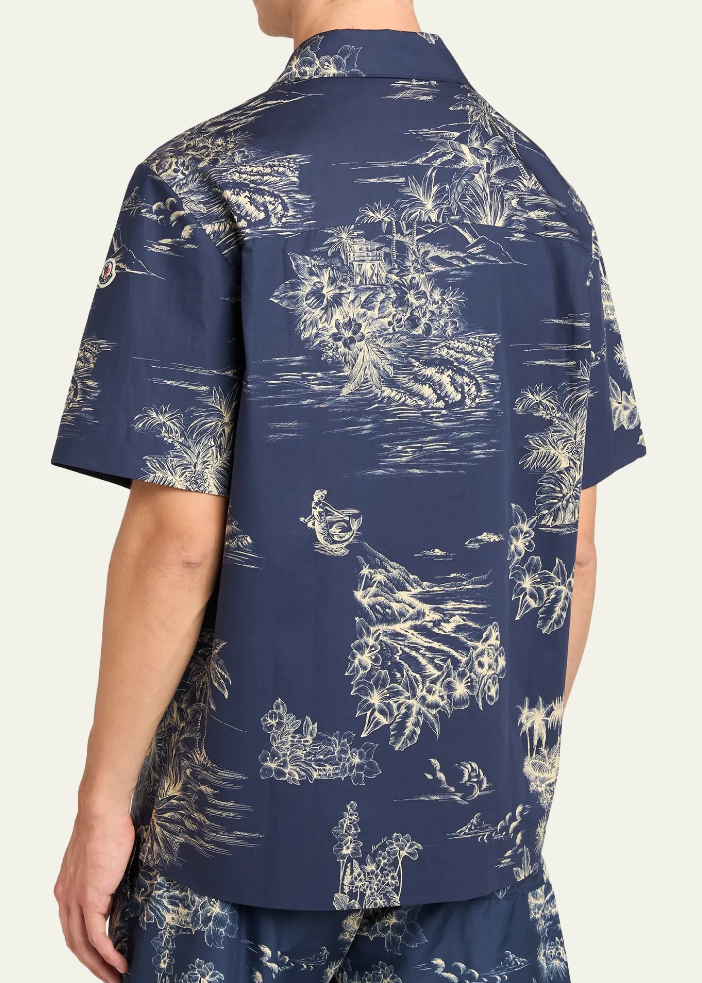 MonclerMen's Island-Print Cotton Short-Sleeve Shirt