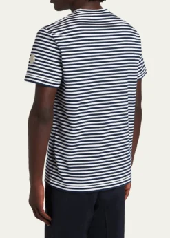 MonclerMen's Stripe Leather-Trim Pocket T-Shirt