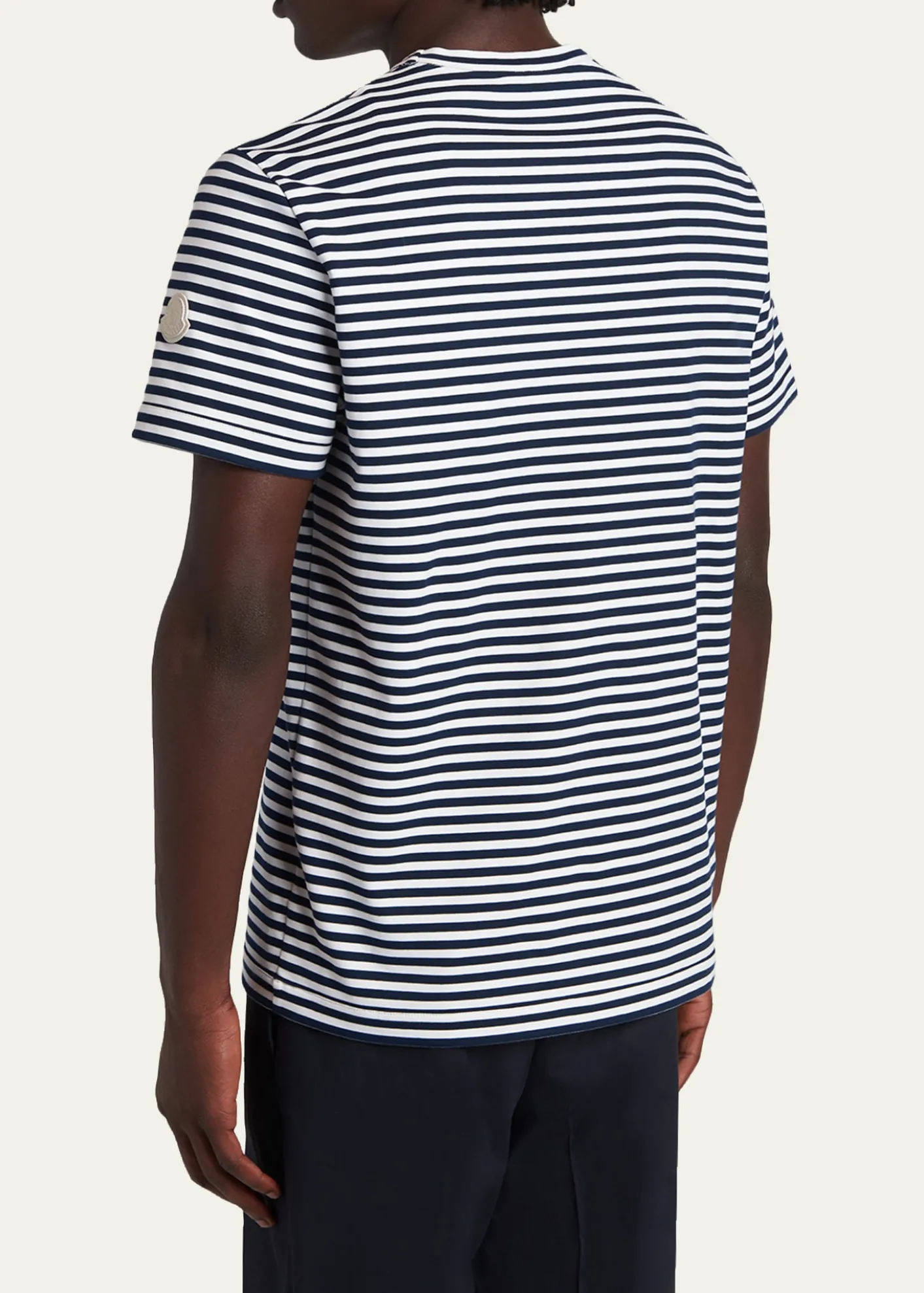 MonclerMen's Stripe Leather-Trim Pocket T-Shirt