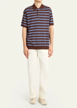 MonclerMen's Cotton Knit Triple-Stripe Polo Shirt