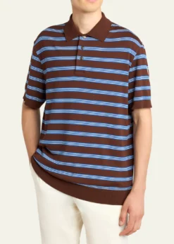 MonclerMen's Cotton Knit Triple-Stripe Polo Shirt