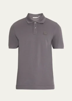 MonclerMen's Cotton Leather-Logo Polo Shirt