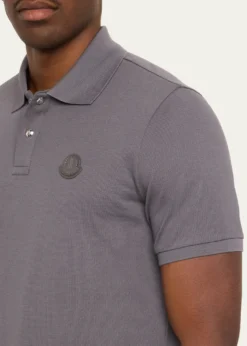 MonclerMen's Cotton Leather-Logo Polo Shirt