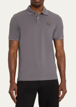 MonclerMen's Cotton Leather-Logo Polo Shirt