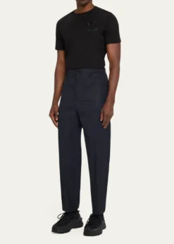 MonclerMen's Cotton Leather-Trim Straight Leg Trousers