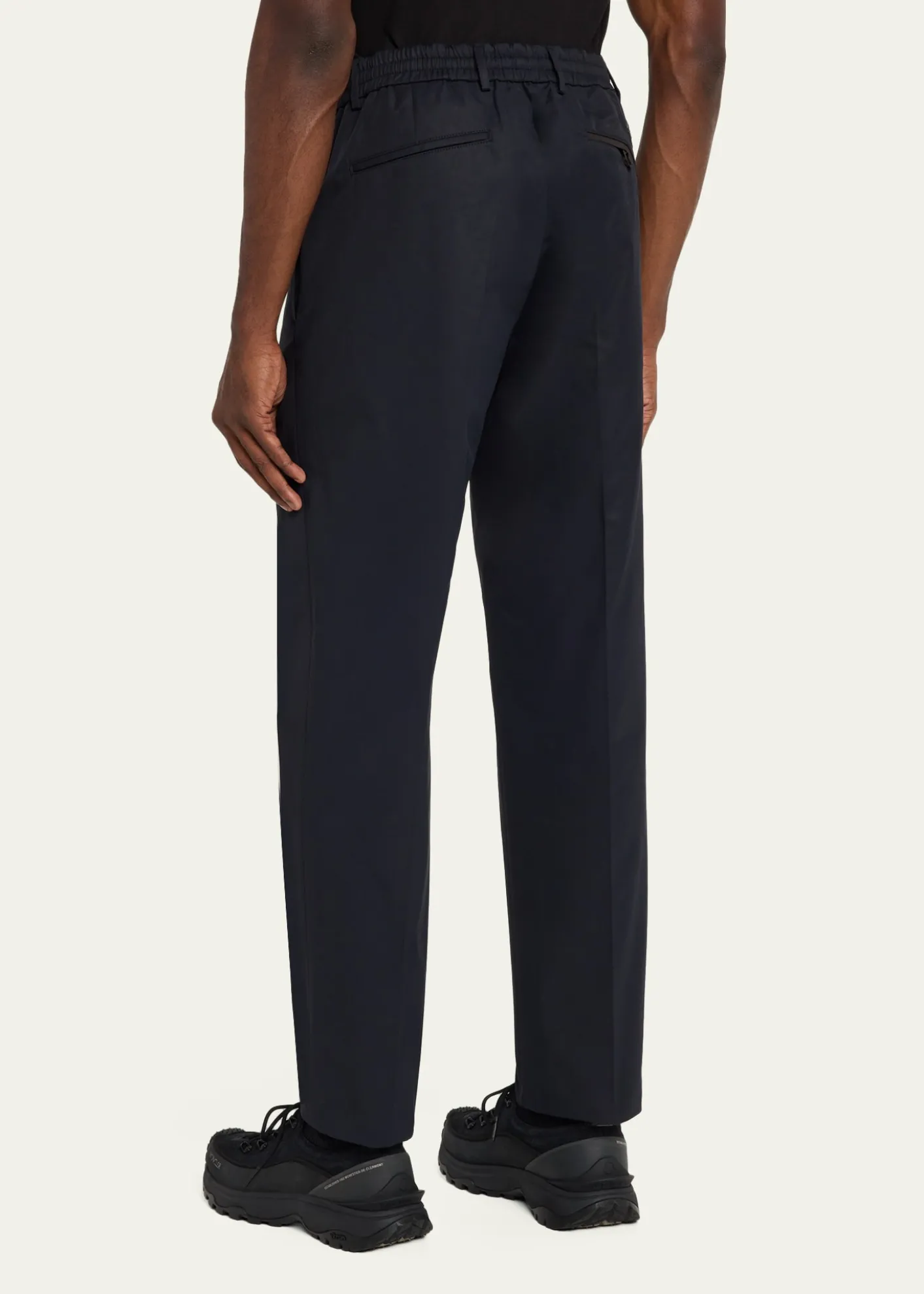 MonclerMen's Cotton Leather-Trim Straight Leg Trousers