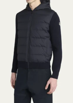 MonclerMen's Down Quilted Wool Knit Hooded Cardigan