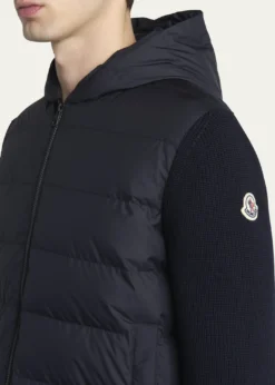 MonclerMen's Down Quilted Wool Knit Hooded Cardigan
