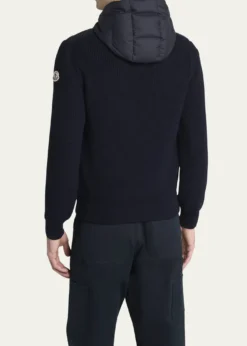 MonclerMen's Down Quilted Wool Knit Hooded Cardigan