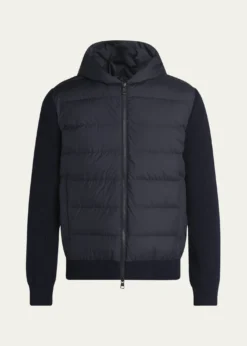 MonclerMen's Down Quilted Wool Knit Hooded Cardigan