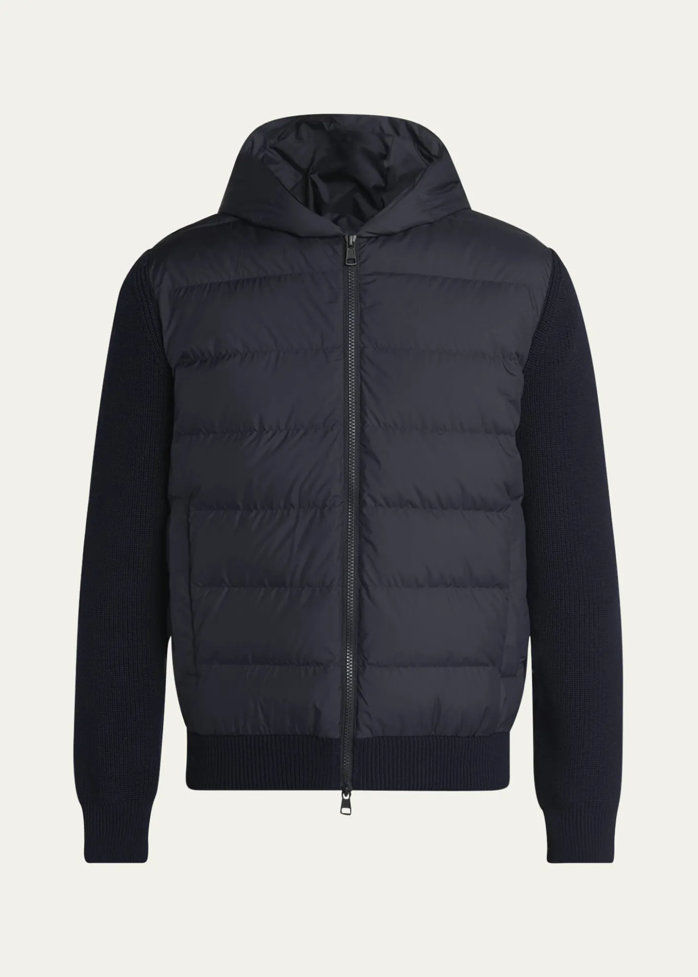 MonclerMen's Down Quilted Wool Knit Hooded Cardigan