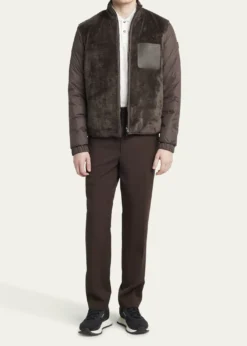 MonclerMen's Edit Dark Brown Teddy Fleece and Padded Reversible Livra Jacket