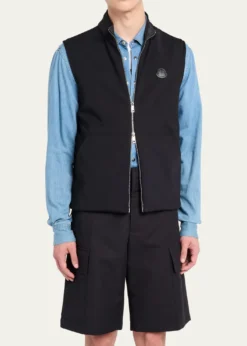 MonclerMen's Full-Zip Leather-Emblem Vest